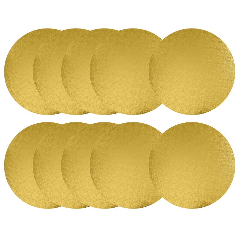 O'CREME Gold Wraparound Cake Pastry Round Drum Board 1/4 Inch Thick, 8 Inch Diameter - Pack of 10 - Image 1